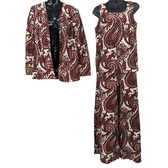 SALE Groovy Vintage 70's Metallic Disco Set NR1 NED GOULD Wide Pants Tank Jacket - Picture 1 of 12